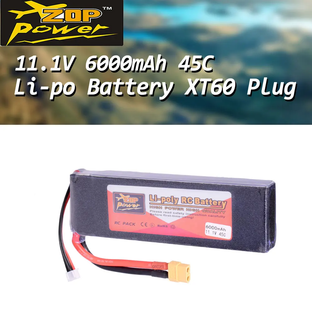 

Lipo Battery Replacement Zop 11.1v 45c 6000mah 3s For Of Racing Prone Quadcopter Helicopter Car Boat Xt60 Plug Power