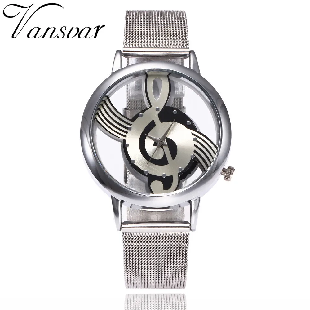 

Stainless Steel Women Watches Musical Note Round Dial Ladies Watch Analog Quartz WristWatches Clock Creative Relogio Feminino #W