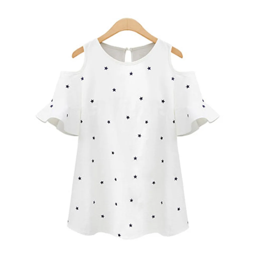 Женская футболка больших размеров camisetas verano mujer 2020 летний топ с открытыми плечами