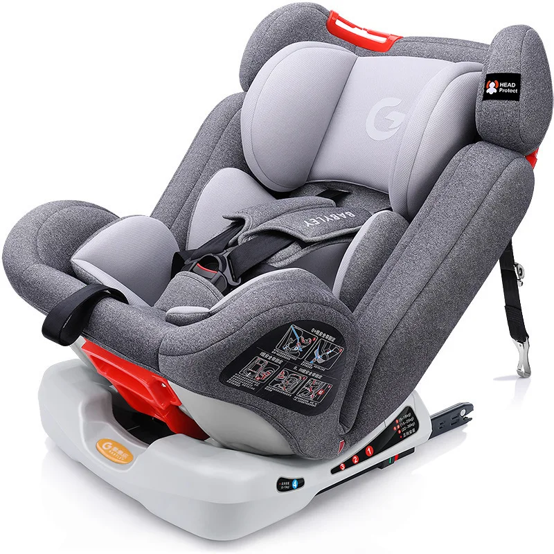 Детское сиденье безопасности автомобиля ISOfix защелка соединение пятиточечный жгут автокресла дети портативный автомобиль стул безопасности сиденье От 0 до 12 лет - Цвет: Серый