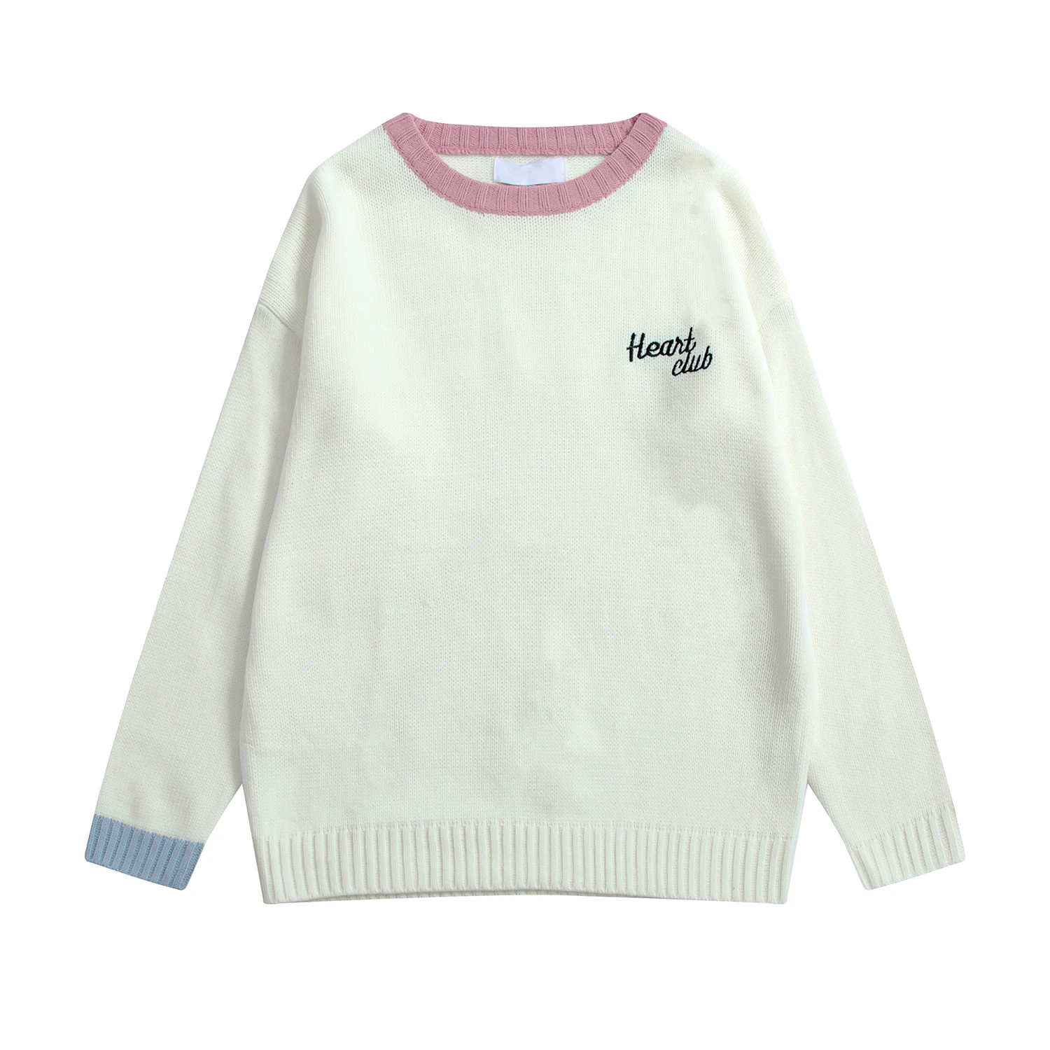 New Women's Sweet Loose Knit Vest Top White Blue Spring Korean Fashion Letter Embroidery Pullover Sweater Long Sleeve | Женская