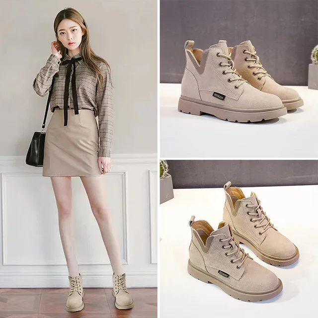 

2019 spring new leather Martin boots female trend ladies boots British style fashion plus velvet shoes.....