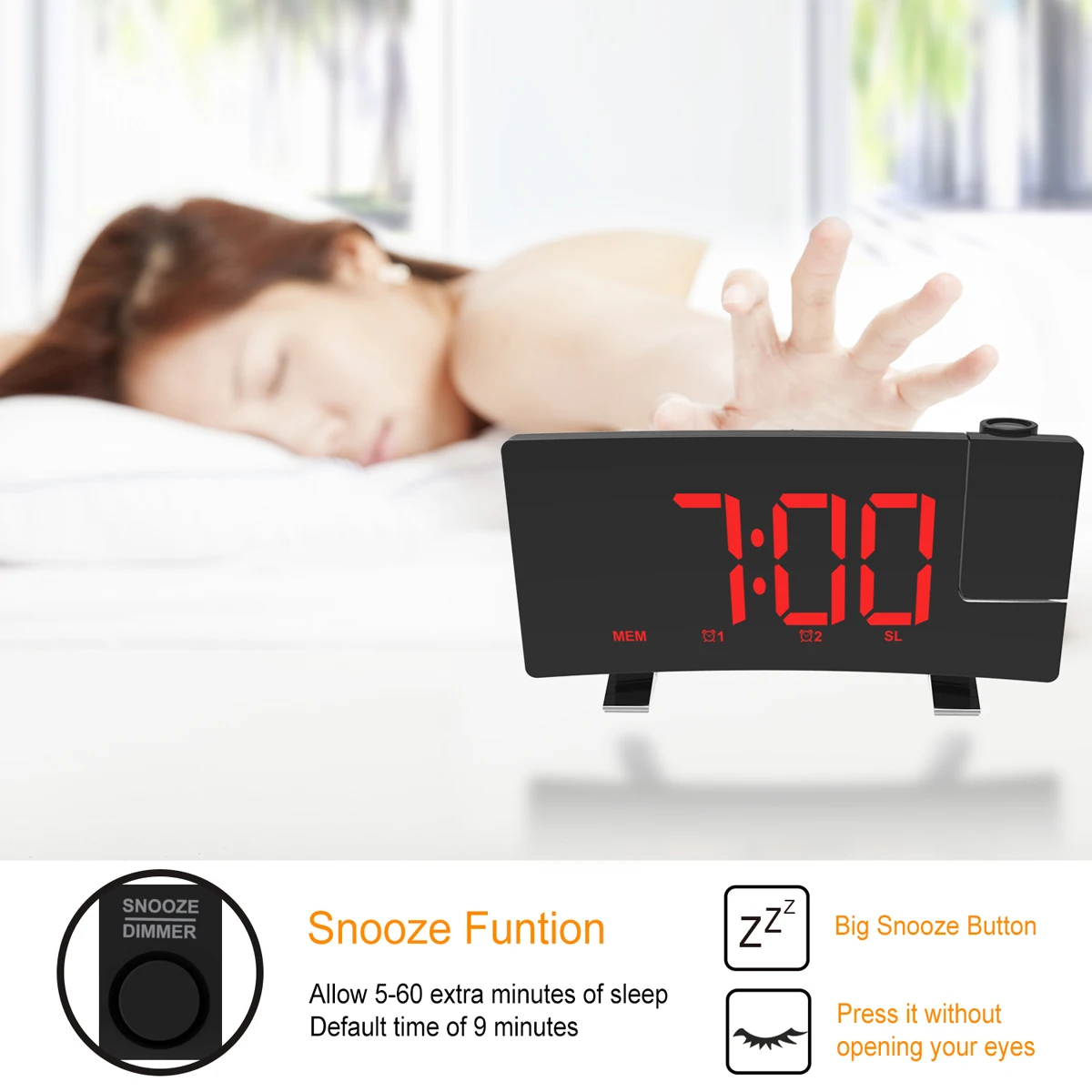 Будильник цифровые часы FM радио проекция Регулируемая яркость функция таймер сна цифровые настольные часы офис спальня