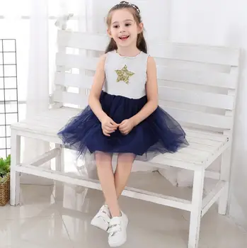 

2019 Baby Girls Cotton Sequined Star Summer Mesh Dresses, Princess Children Cute Candy Dress 6 pcs/lot, Wholesale