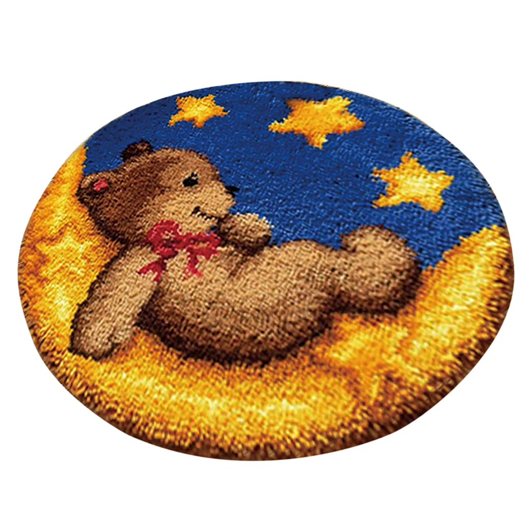 2 Sets Latch Hook Kits For Beginners Bear Wolf Carpet Rug Cushion Embroidery