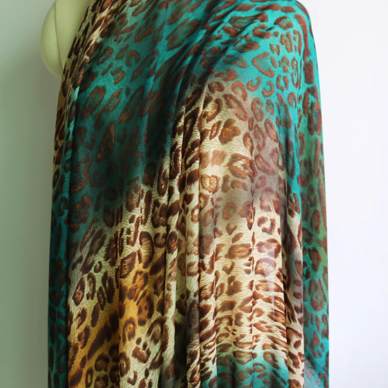 

Africa Leopard Chiffon Fabric Thin Korea Chiffon Scarf Textile 100cm*148cm