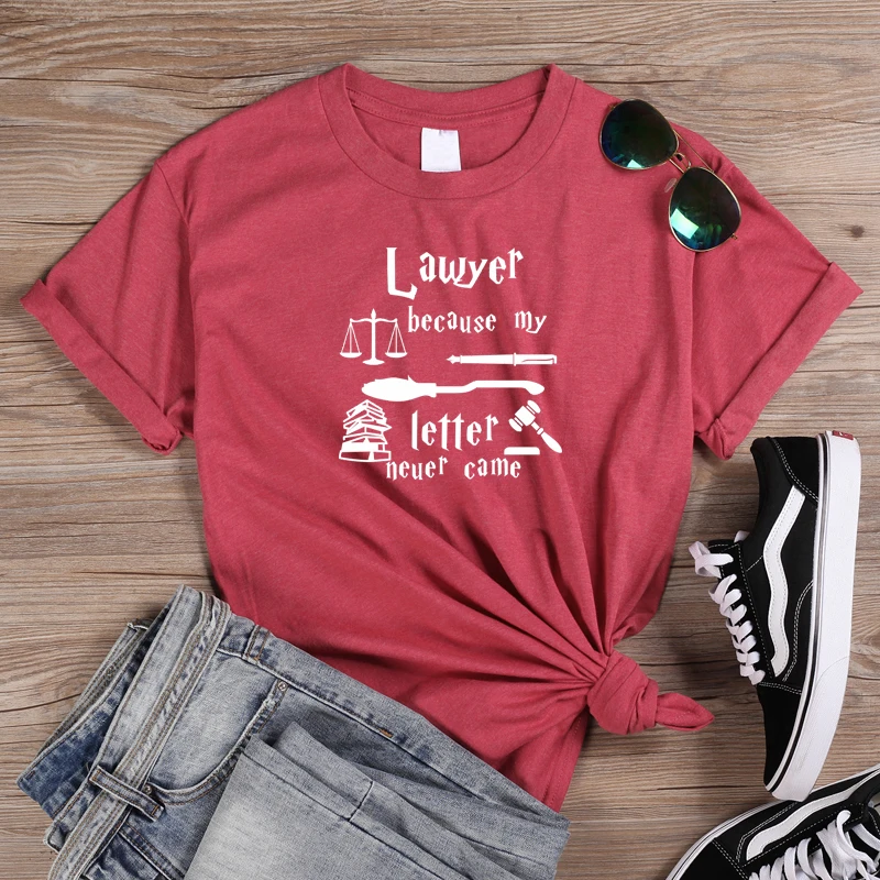 

ONSEME Newest Women's Harajuku Tops Lawyer Because My Letter Never Came Slogan T Shirts 90s Aesthetics Potter T Shirt Tees