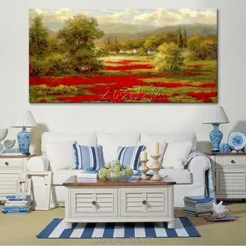 

Hand-painted Mediterranean pastoral landscape painting for the sitting room decorates a wall pictures painted on the canvas 02
