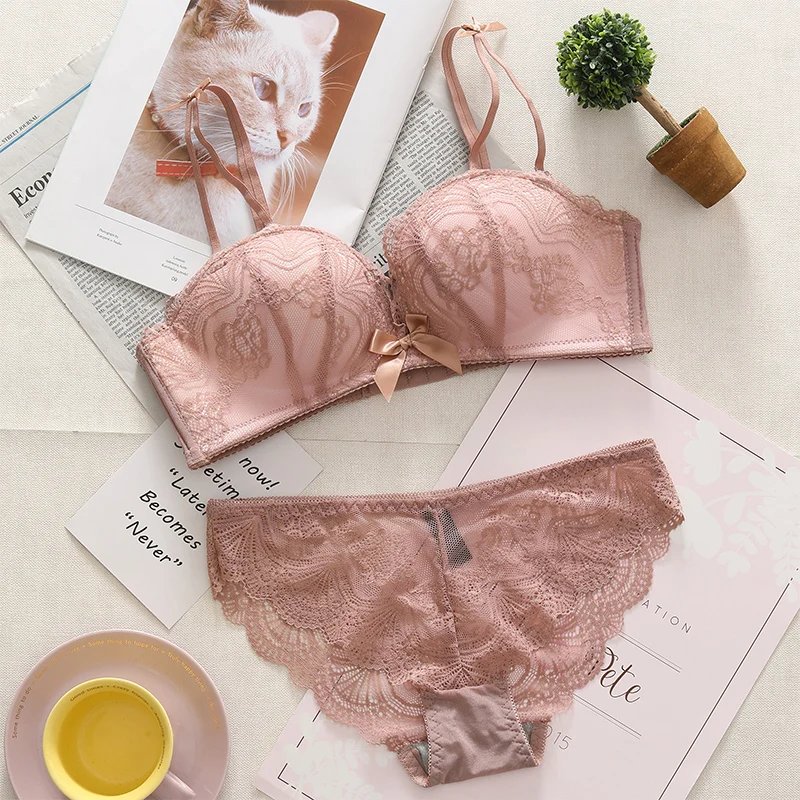 

2019 New Fashion Women Seamless Bra Set Underwear Sexy hand Cup adjustable Lingerie Set Push Up girls Brassiere Panties Sets