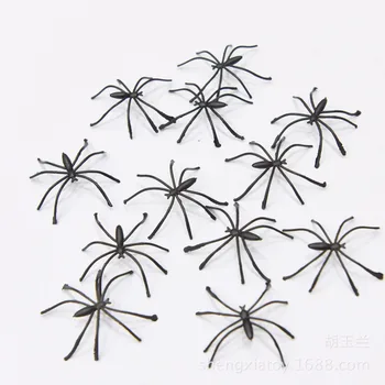 

100pcs Black Plastic Spider Funny Black Fake Spiders Halloween Party For Halloween Decor Haunted House