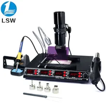 YIHUA 1000B 3 функции в 1 Инфракрасная паяльная станция SMD горячего воздуха+ 75 Вт паяльники+ 540 Вт станция предварительного нагрева 110 В/220 В