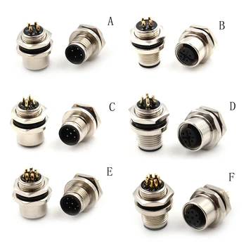 

1PC Sensor Connector Flange Socket M12 Male&Female A Type 4 5 8Pin Panel Back Mount Threaded Coupling Wholesale