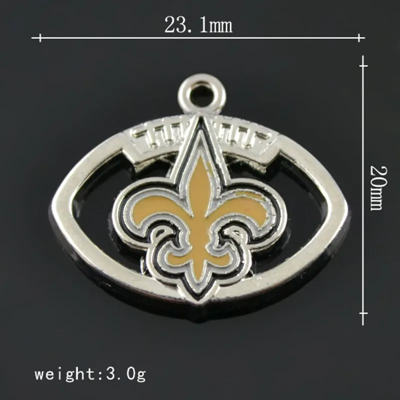 

Hot Sale Enamel New Orleans Football Sport Dangle Charms Pendant For DIY Bracelet & Necklace & Earrings & Keychain Jewelry 10PCS