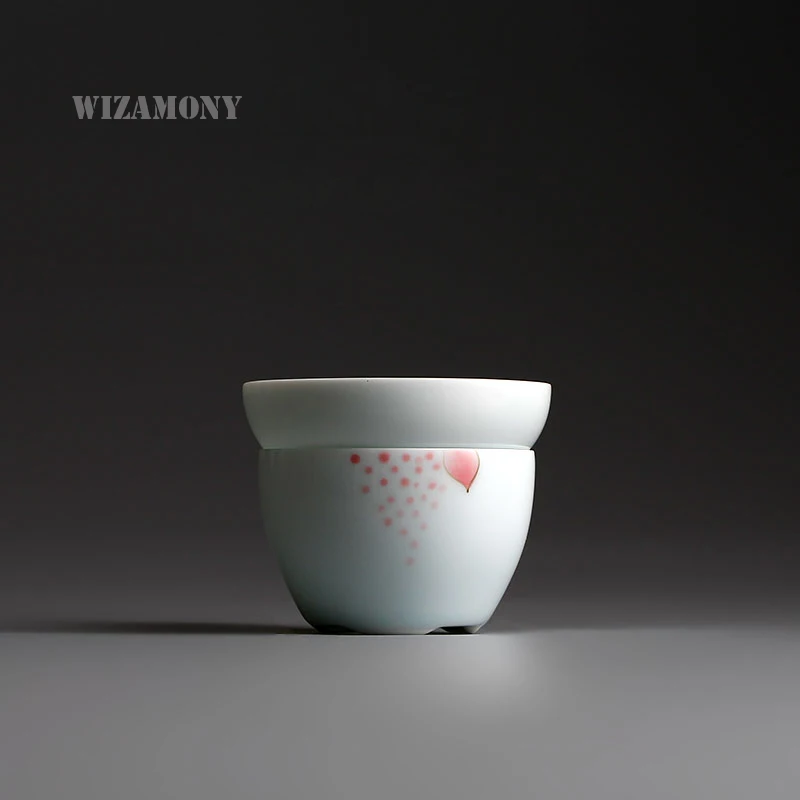 Hand Painted Lotus Tea Filter Tea Strainer Ceramic Mug chinese white porcelain Handmade Mesh Diver Infusor Hand Painted Lotus Tea Filter Tea Strainer Ceramic Mug chinese white porcelain Handmade Mesh Diver Infusor