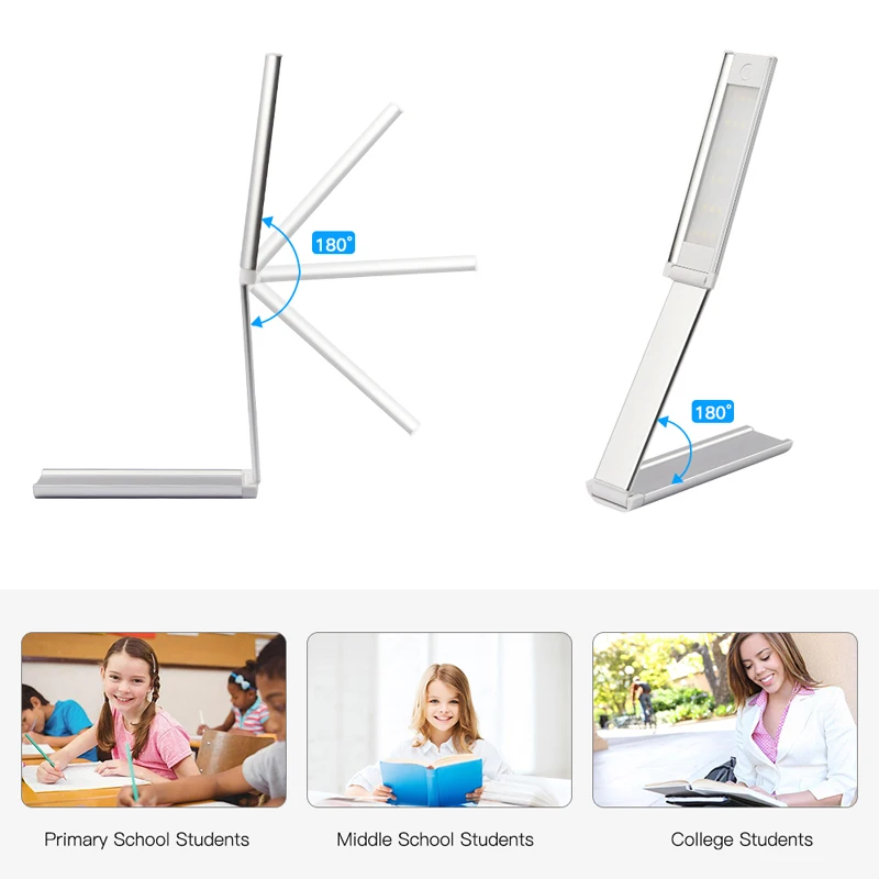  Portable Folding Lamp Creative LED Eye Protection Desk Table Lamp Mini Charging USB Light Indoor & 