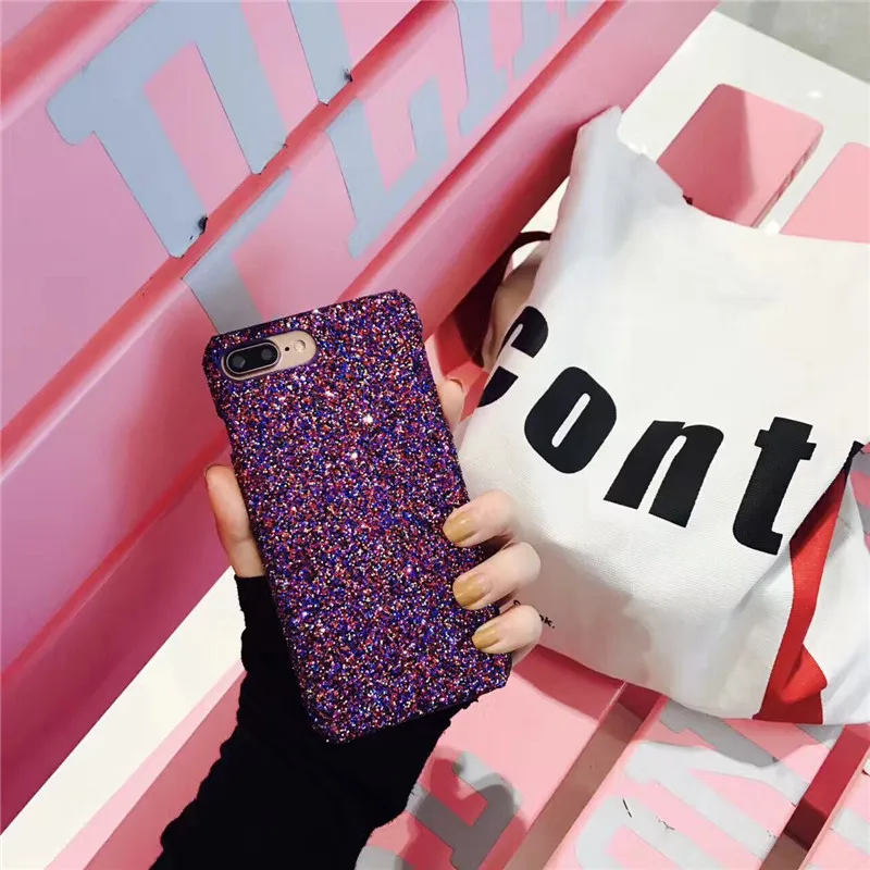 Matcheasy Hard PC Phone Cases for Iphone 7 8 6 6S Plus Back Cover Glitter Bling Shiny Powder Coque for Iphone X Cases Fundas - Цвет: CL1