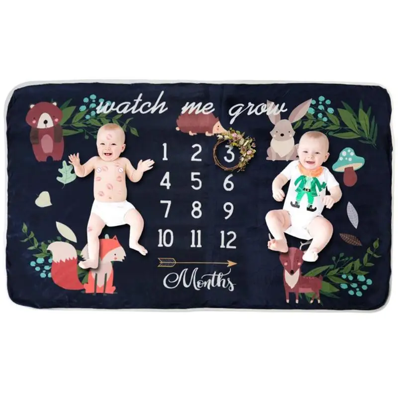 

2019 newest Baby Animal Print Photography blue Background Blanket Fashional Kids Stroller Bath Towel Photography Fabrics props