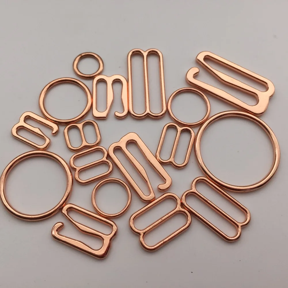 

Various sizes 200pcs Rose Gold Nickle Color High Quality Plated Metal Bra Adjuster Hook Ring Slider For Underwear DIY Buckle