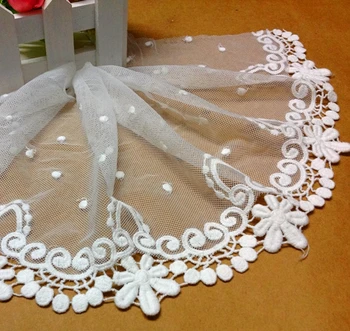

Free Shipping 10yds/pack 19cm/7.48inch White Lace Accessories Cotton Embroidery Lace Trims