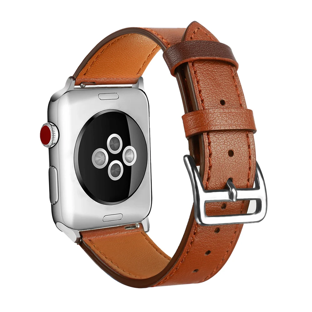 Ремешок из натуральной кожи для Apple Watch Band 42 мм 38 44 40 браслет наручные спортивный