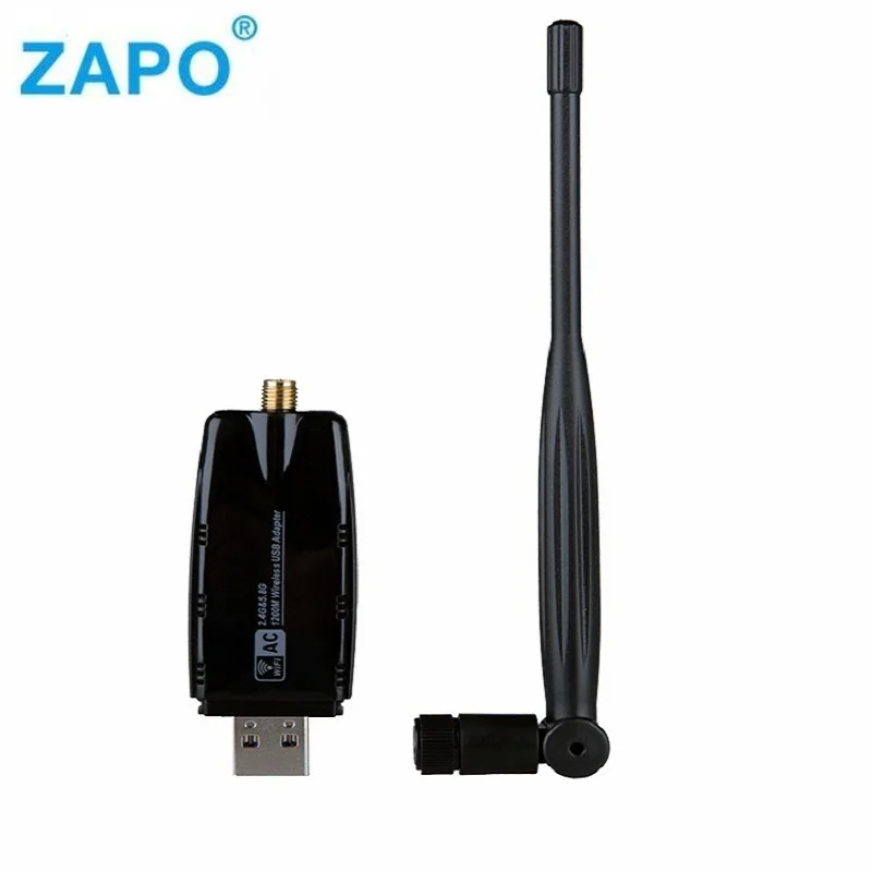 ZAPO Мощный 5G двухдиапазонный wifi USB 3,0 адаптер 1200 Мбит/с беспроводной AC приемник сетевая карта 5dbi антенна для всех Windows Linux