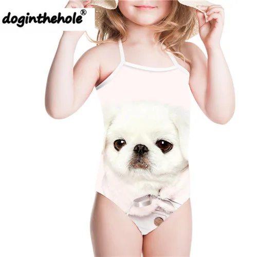 Y0477BS DOGINTHEHOLE/розовый летний слитный купальник с рисунком животных для малышей; одежда для купания для девочек; детская одежда; пляжная одежда; лето г - Цвет: Y0477BS