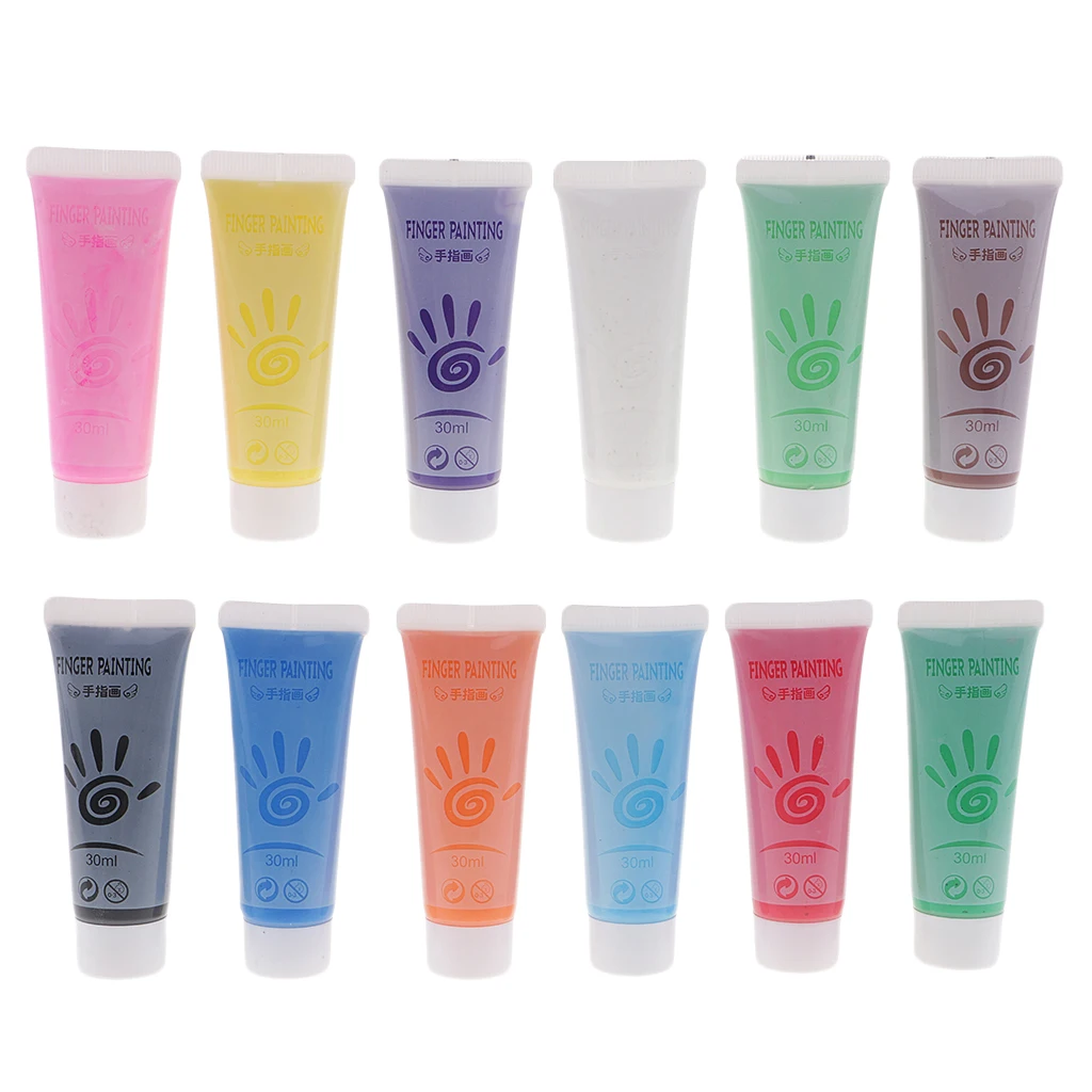 12 Pieces Finger Painting Paints for Boys Girls Kids Children Party Painting Toys Games Supplies