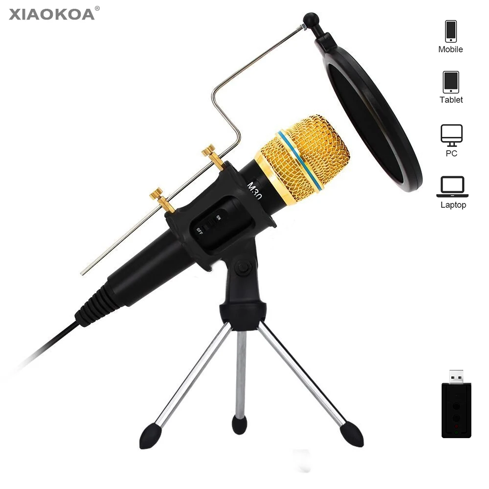 Professional Condenser Microphone for Computer with Stand for Phone PC microphone iphone 3.5mm USB microfone Karaoke mic XIAOKOA Professional Condenser Microphone for Computer with Stand for Phone PC microphone iphone 3.5mm USB microfone Karaoke mic XIAOKOA