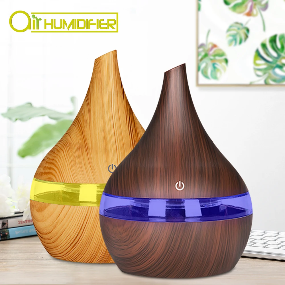 

300ml USB Electric Aroma Air Diffuser Wood Ultrasonic Air Humidifier Essential Oil Aromatherapy Cool Mist Maker For Home