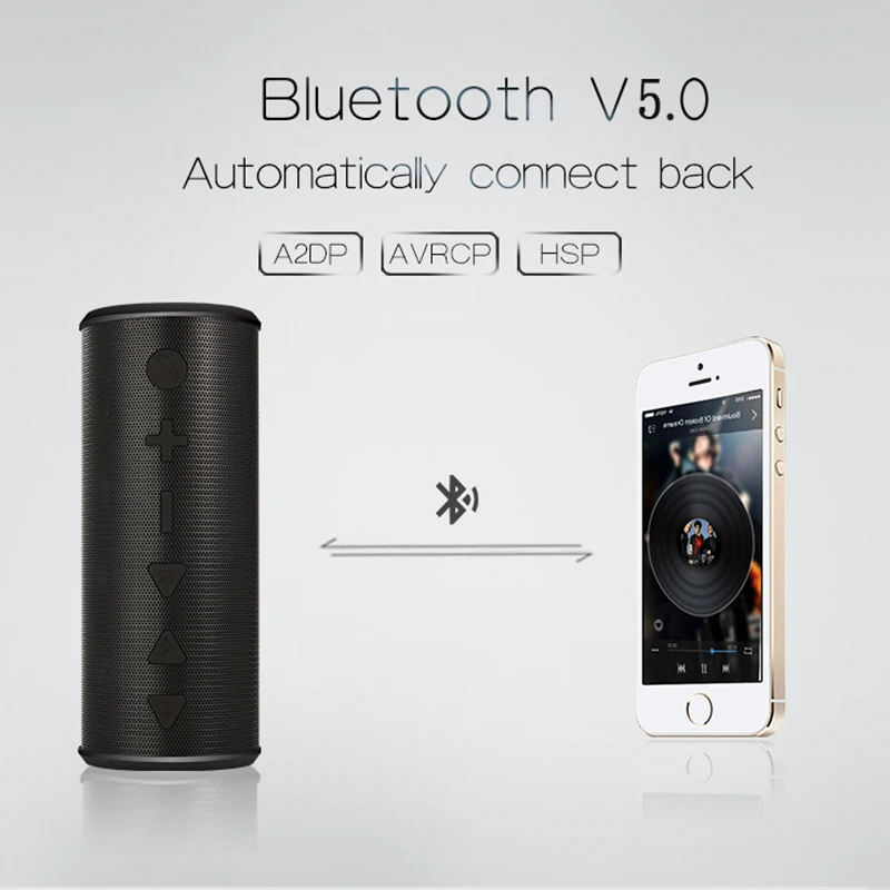 

VTIN Portable Bluetooth 5.0 Wireless Speaker Stereo Loud Sound Aux Speaker With Built-in Mic and Battery For Home Outdoor Party