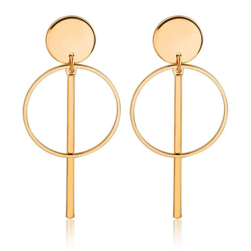 

2019 New Fashion Hiphop Big Round Earrings For Women Metal Round Circle Pendant Long Ear Jewelry Circle Earring Accessories