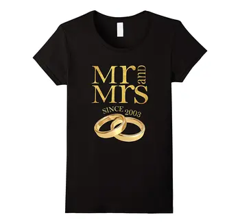 

14th Wedding Anniversary T-Shirt Mr & Mrs Since 2003 Gift Punk Femme Fashion Brand Hipster Slim Top Printed Funny T Shirts Women