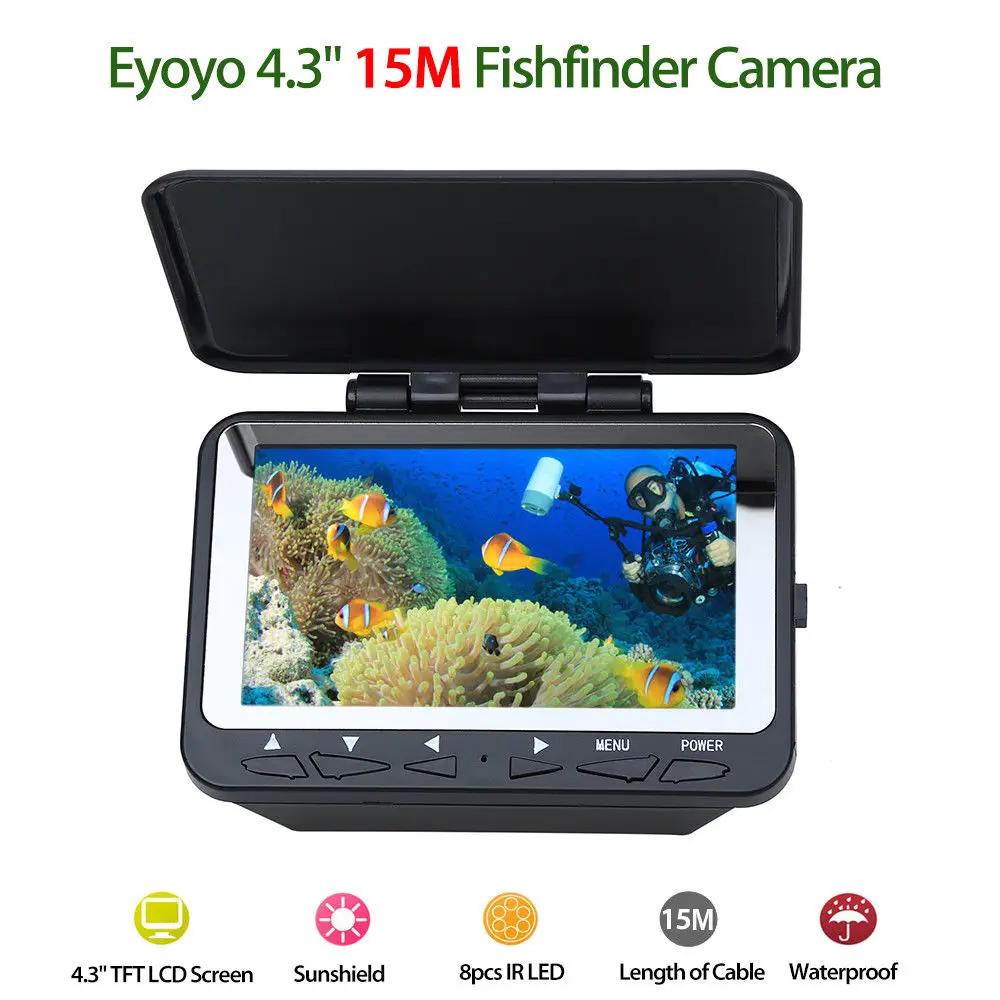 

Eyoyo F06 4.3" 15M LCD TFT Monitor IR Fish Finder Detector Underwater Fishing Camera Night Vision Waterproof On Rod Portable LED