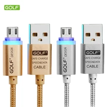 

GOLF Smart LED Metal Braided Fast Charging USB Data Sync Charger Cable For iPhone 5 5S 6S 7 8 Plus X Samsung S6 S7 Edge LG G3 G4