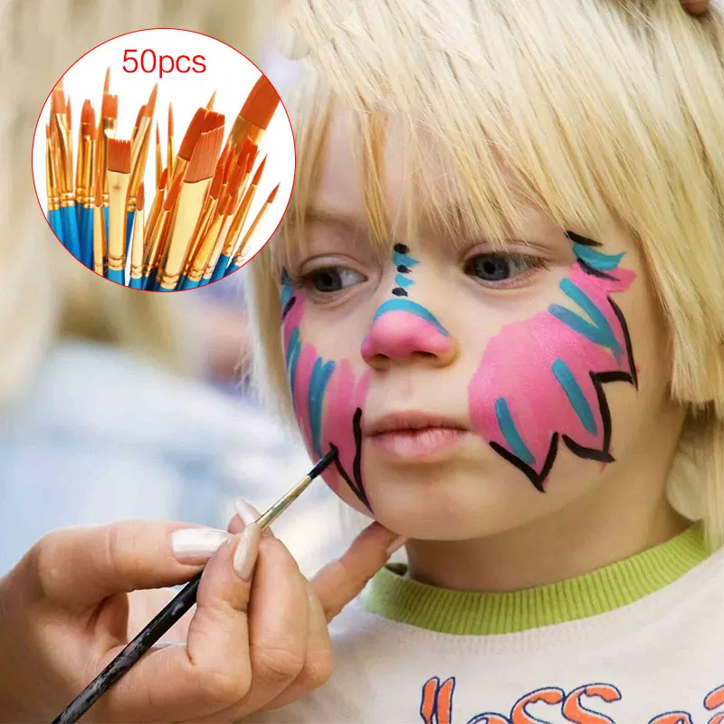 

50pcs Artists Paint Brushes Watercolor Acrylic Nail Gel Professional Painting Kits Toys for Children
