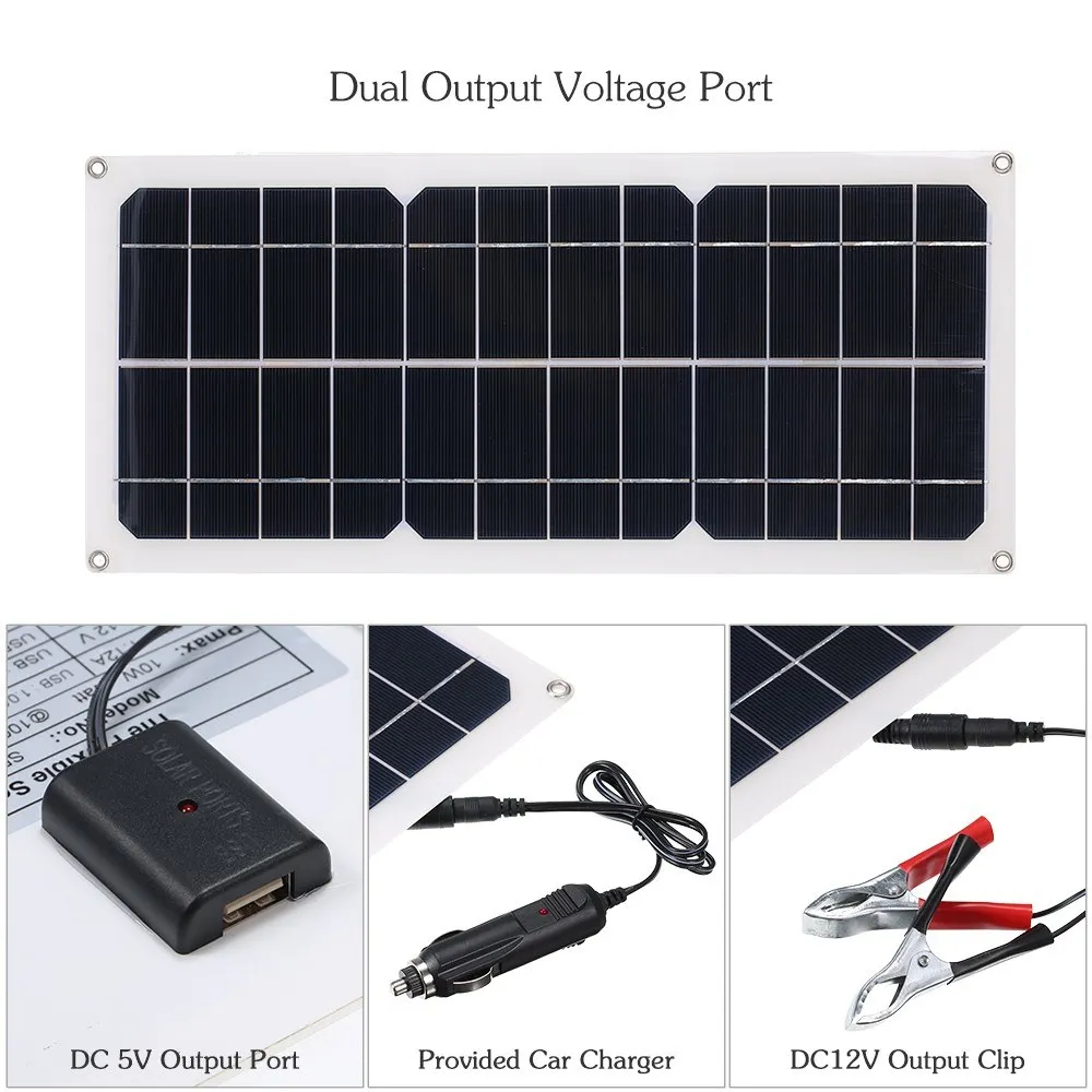 New DC5V/DC1 Dual USB Solar Panel with Car Charger Portable Accessories Solar Charger Controller for Outdoor Camping LED Light