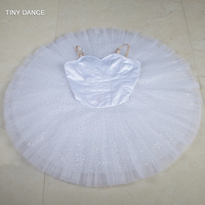 Swan White 10 Layers of Stiff Tulle Pancake tutu Professional Ballet Dance Tutu Dress for Performance or Competition B18013 |