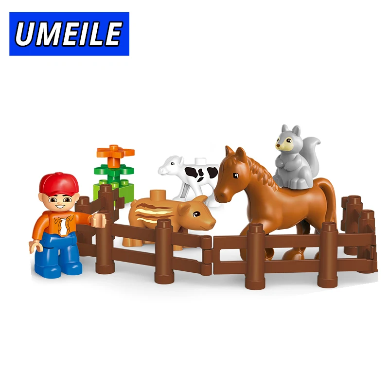 Бренд UMEILE 123 шт. оригинальные животные большие частицы Строительные блоки Набор