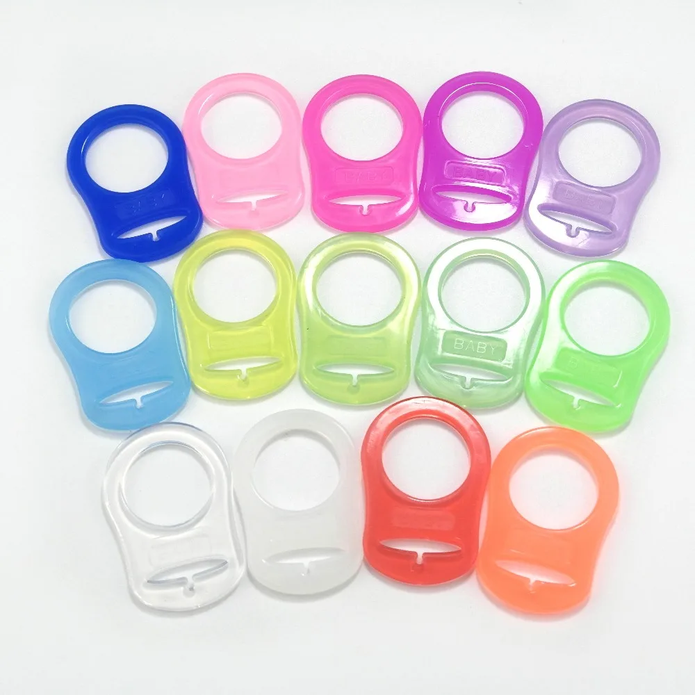 

50pcs Mix 14 Colors Clear Food Grade BPA Free Silicone Baby MAM Pacifier Chain Ring NUK Dummy Ring Attache Sucette MAM Adapter