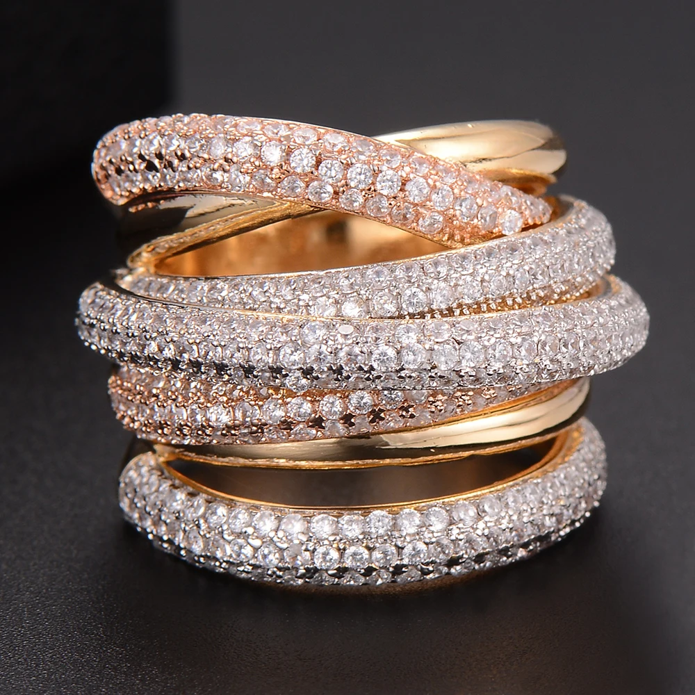 

missvikki Multicolor Statement rings mujer moda Jewelry For Women Wedding Dancer Actor Party Accessories Multiple strips Dubai