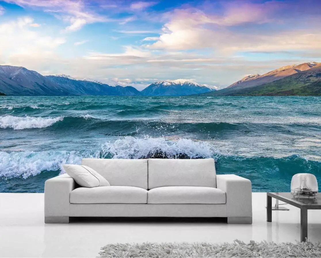 Clearance 3d Wall Mural Wallpaper Home Decor Snow Mountain Sea Landscape For Bedroom Custom