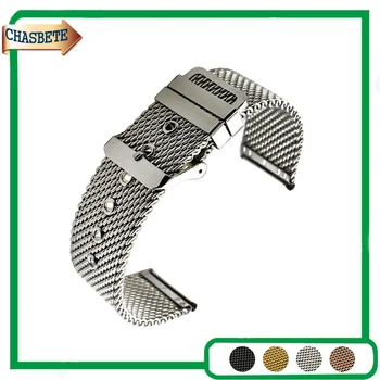 

Mesh Stainless Steel Watch Band for Armani 20mm 22mm 24mm Men Women Metal Strap Belt Wrist Loop Bracelet Black Silver + Pin