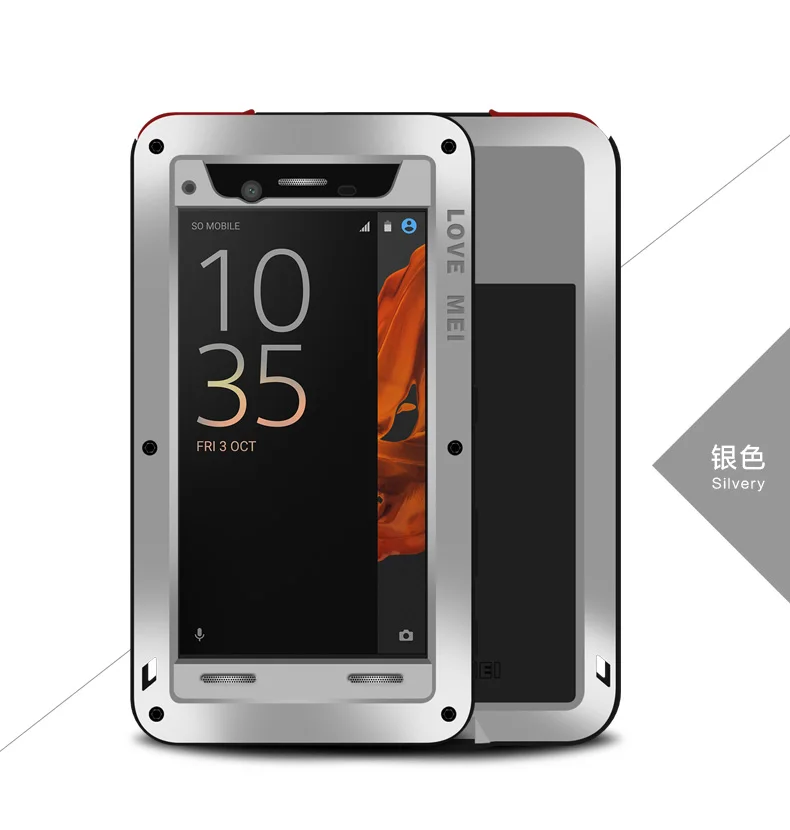 Противоударный чехол Love Mei Armor для Sony Xperia XZ металлический алюминиевый