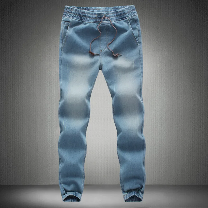 2018 Mens Joggers homme pantalon Denim Jeans Men Drawstring Slim Fit Male Regular Pant Men's Stretch Elastic Casual Straight