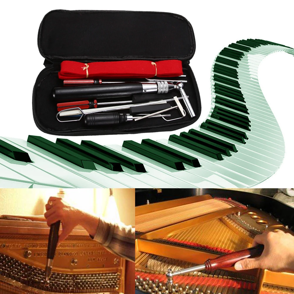 Professional 13 in 1 Piano Tuning Maintenance Tuning Tool Kit with Portable PU Leather Case Easy Operate
