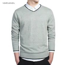 Varsanol брендовый хлопковый свитер, пуловер для мужчин с v-образным вырезом, Повседневные свитера с длинным рукавом, вязанная однотонная одежда, Новинка осени M-3XL