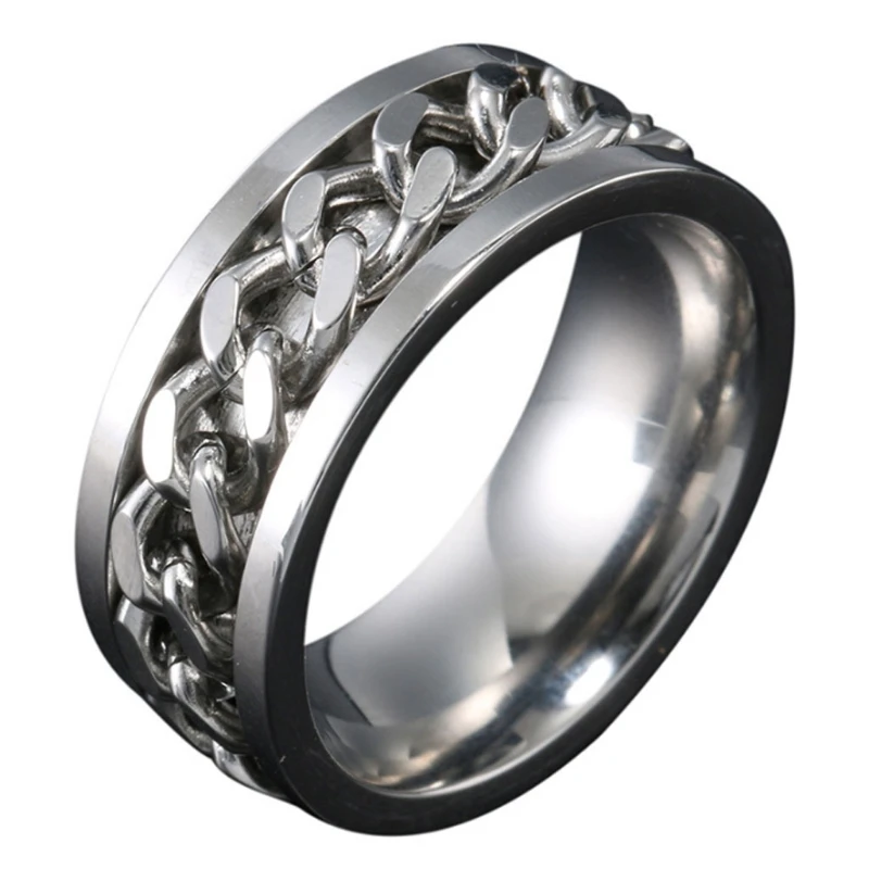 EDC палец Спиннер Размер 6-13 цепь из нержавеющей стали вращающееся кольцо снимает тревожность - Цвет: Size 9
