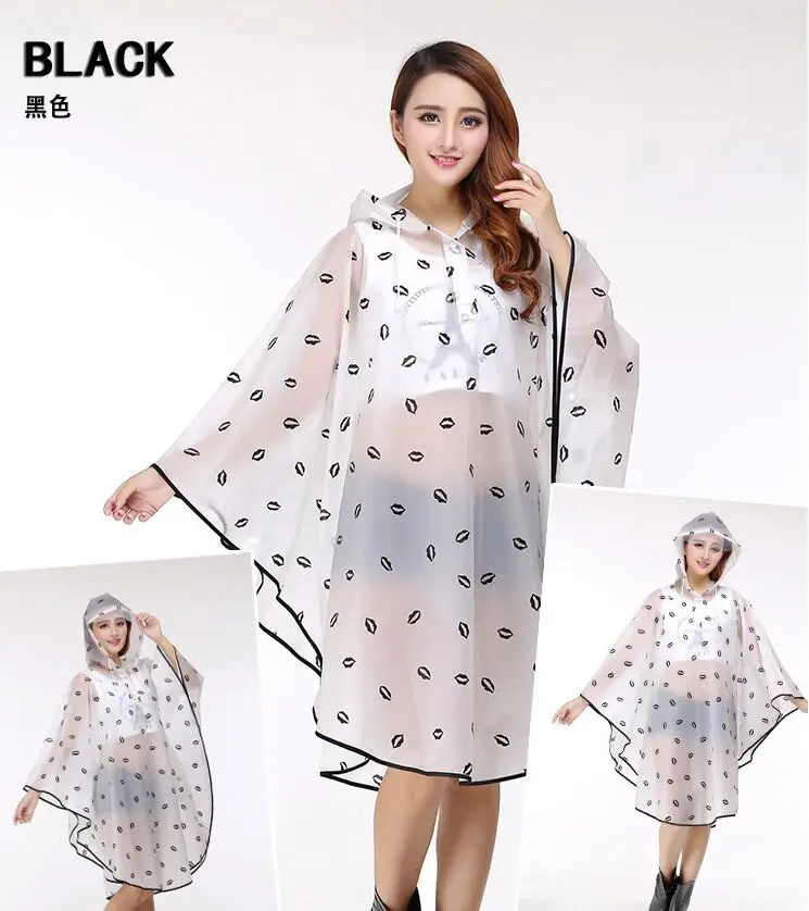

2016 Free shipping Top Quality EVA Han Edition Transparent Raincoat Poncho Female Adult Portable Outdoor Hiking Cloak Poncho