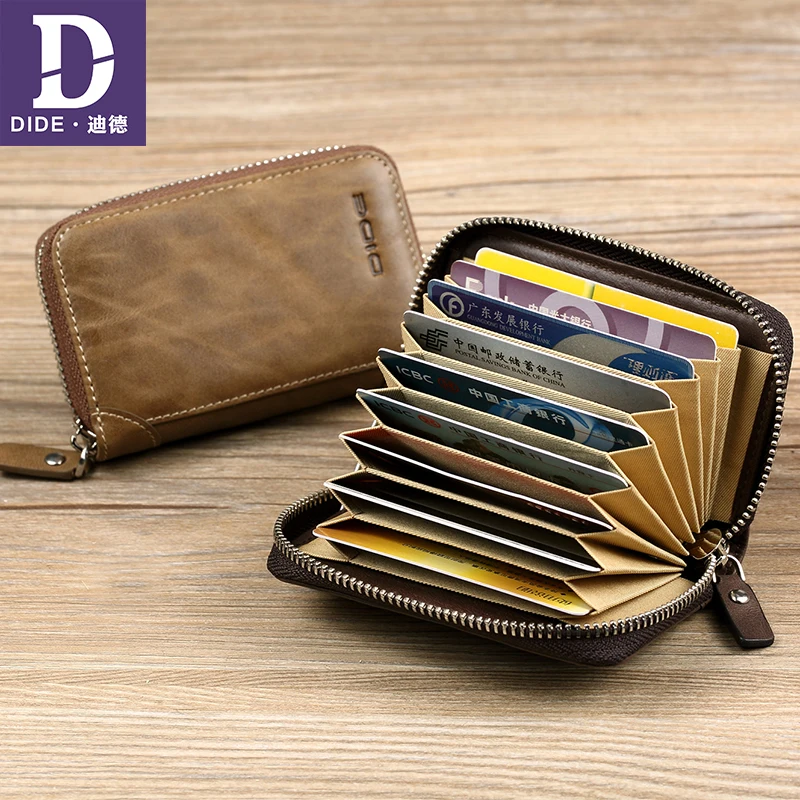 

DIDE Genuine Leather Credit card package 11 card bit bank card holder Leather business card holder driver license Bags DQ633