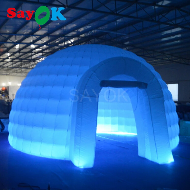 Портативный белый надувной купол палатки с изменяющимся цветом Led Освещенные Надувные Igloo палатки для выставки, выставки